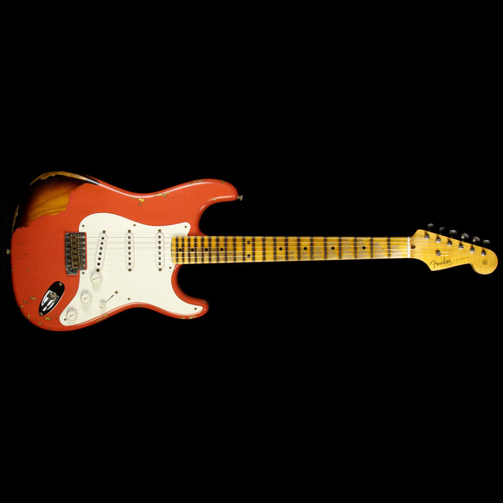 Fender Custom 2017 Time Machine Series '55 Stratocaster Relic Electric Guitar Aged Coral Pink over Chocolate 2-Tone Sunburst — 2