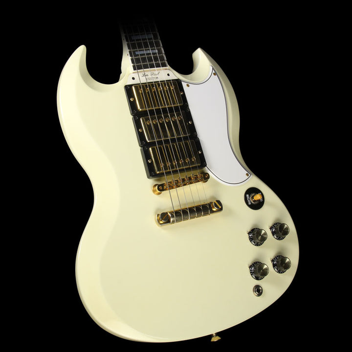 Used 2010 Gibson Custom Shop SG Custom 3-Pickup VOS Electric Guitar Classic White