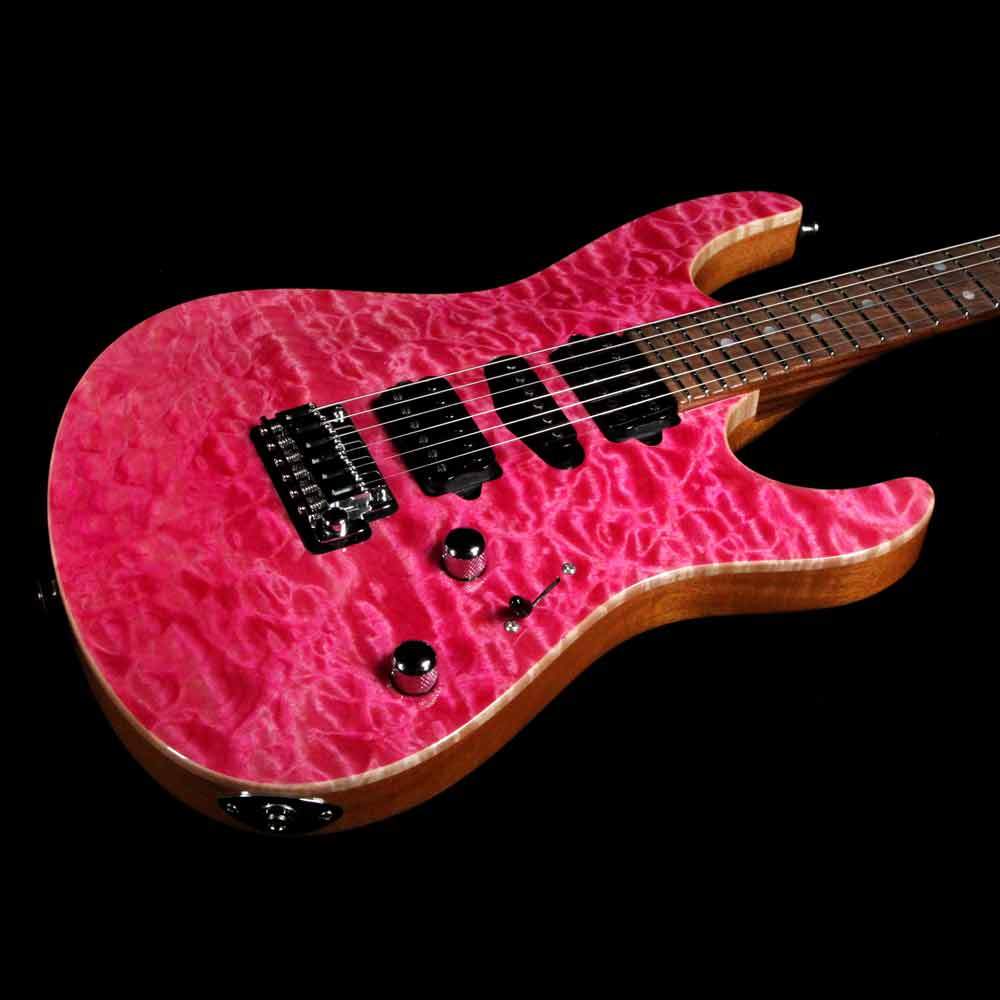 Suhr Modern Carve Top Set Neck Magenta Pink Stain — 8