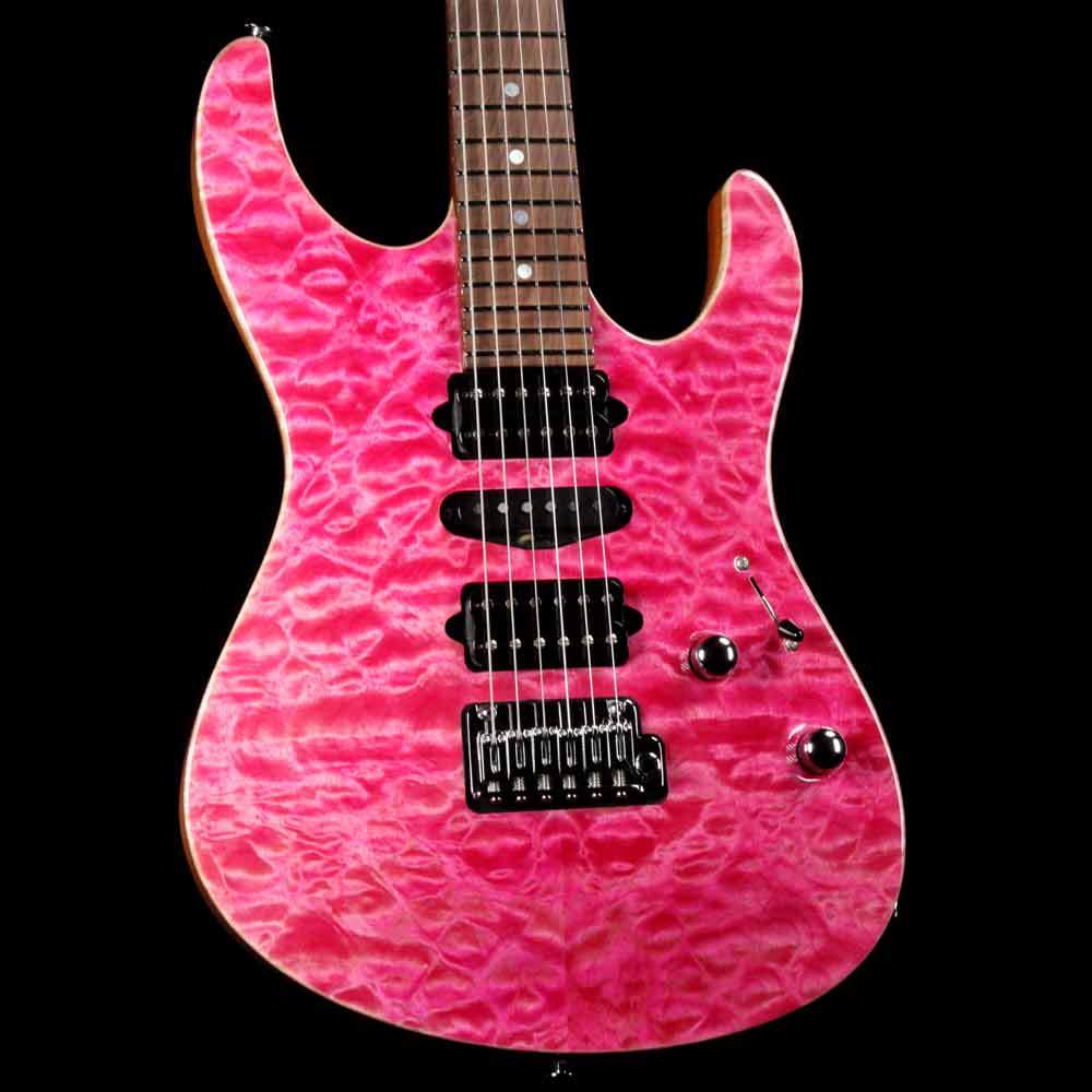 Suhr Modern Carve Top Set Neck Magenta Pink Stain | The Music Zoo