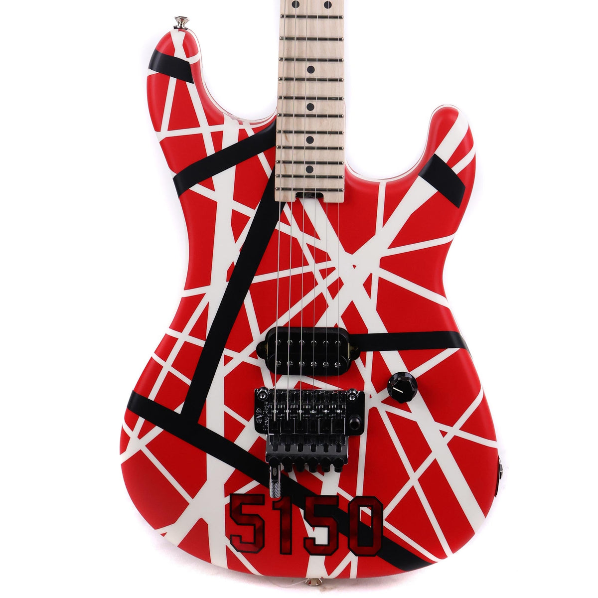 EVH Striped Series 5150 Electric Guitar Striped Red Black and White — 1