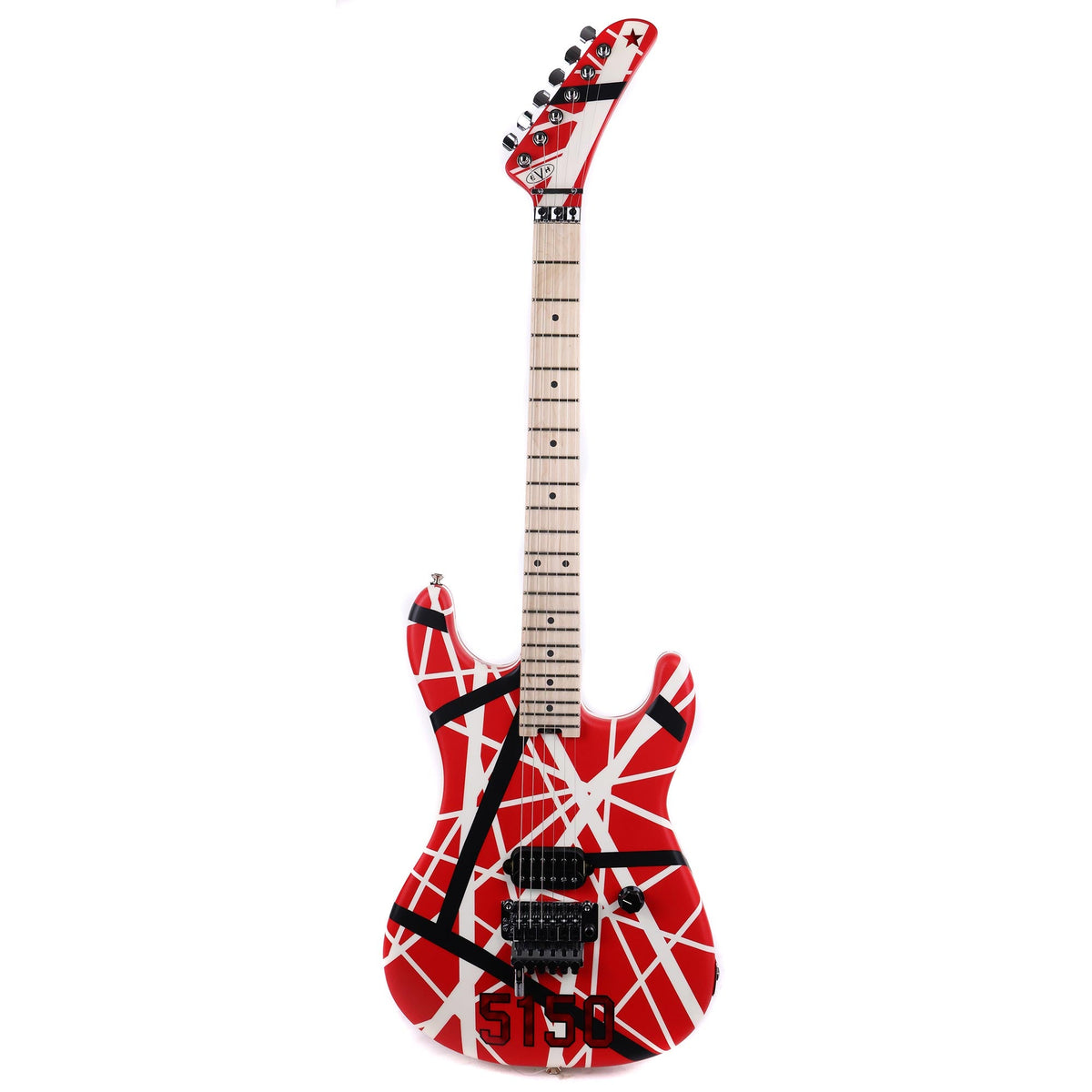 EVH Striped Series 5150 Electric Guitar Striped Red Black and White — 2