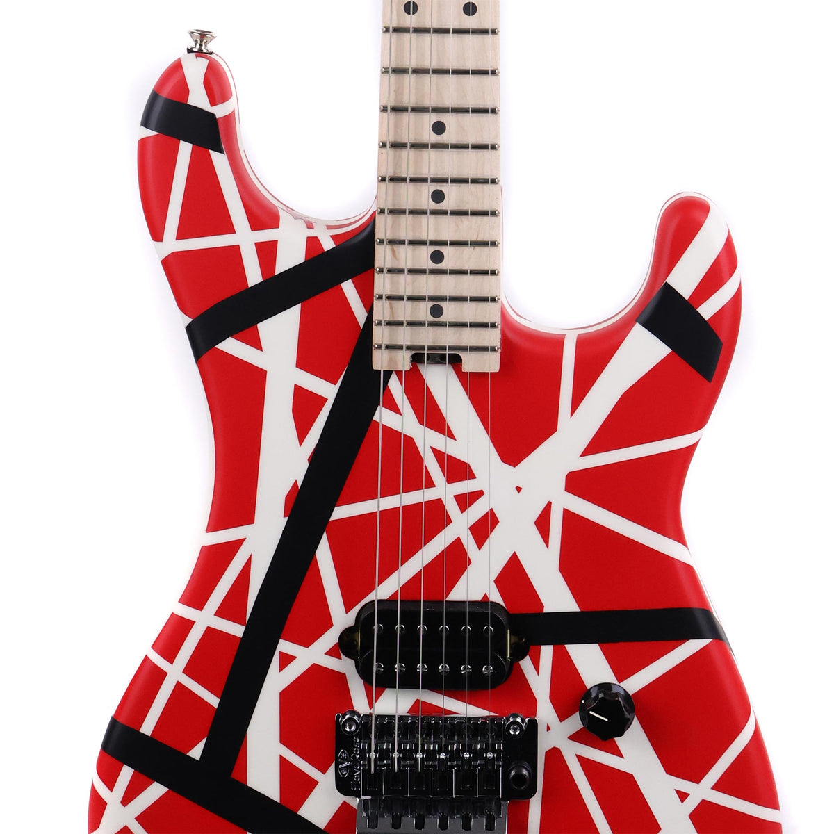 EVH Striped Series 5150 Electric Guitar Striped Red Black and White — 6