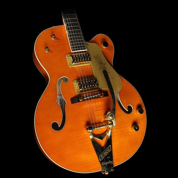 Used 2009 Gretsch G6120TM Chet Atkins Tiger Maple Electric Guitar Orange