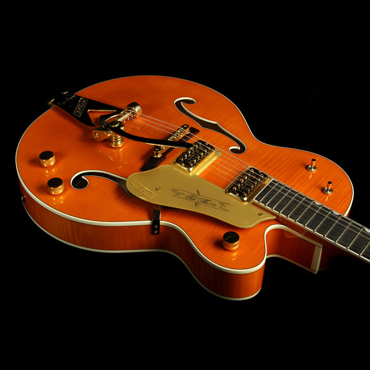 Used 2009 Gretsch G6120TM Chet Atkins Tiger Maple Electric Guitar Orange