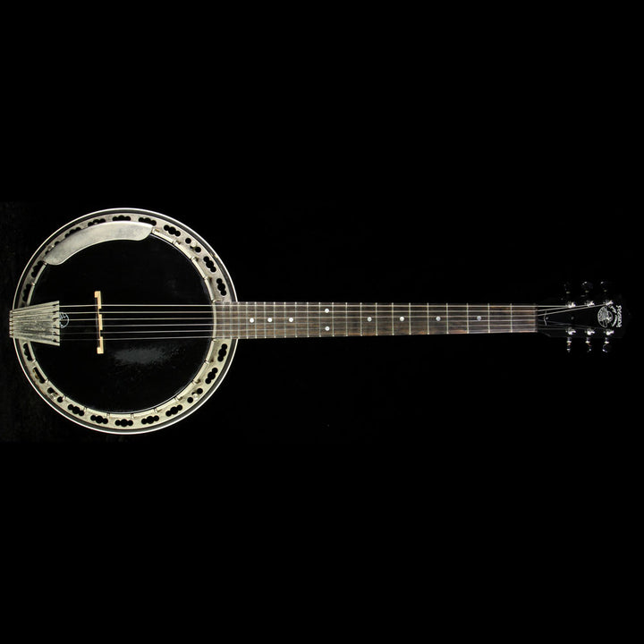 Used Deering 6 String Banjo Black Skin Natural Back