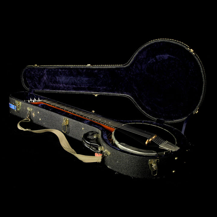 Used Deering 6 String Banjo Black Skin Natural Back