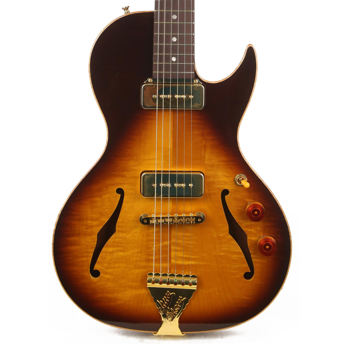 B&G Guitars Little Sister Crossroads Cutaway P-90 Tobacco Burst — 1