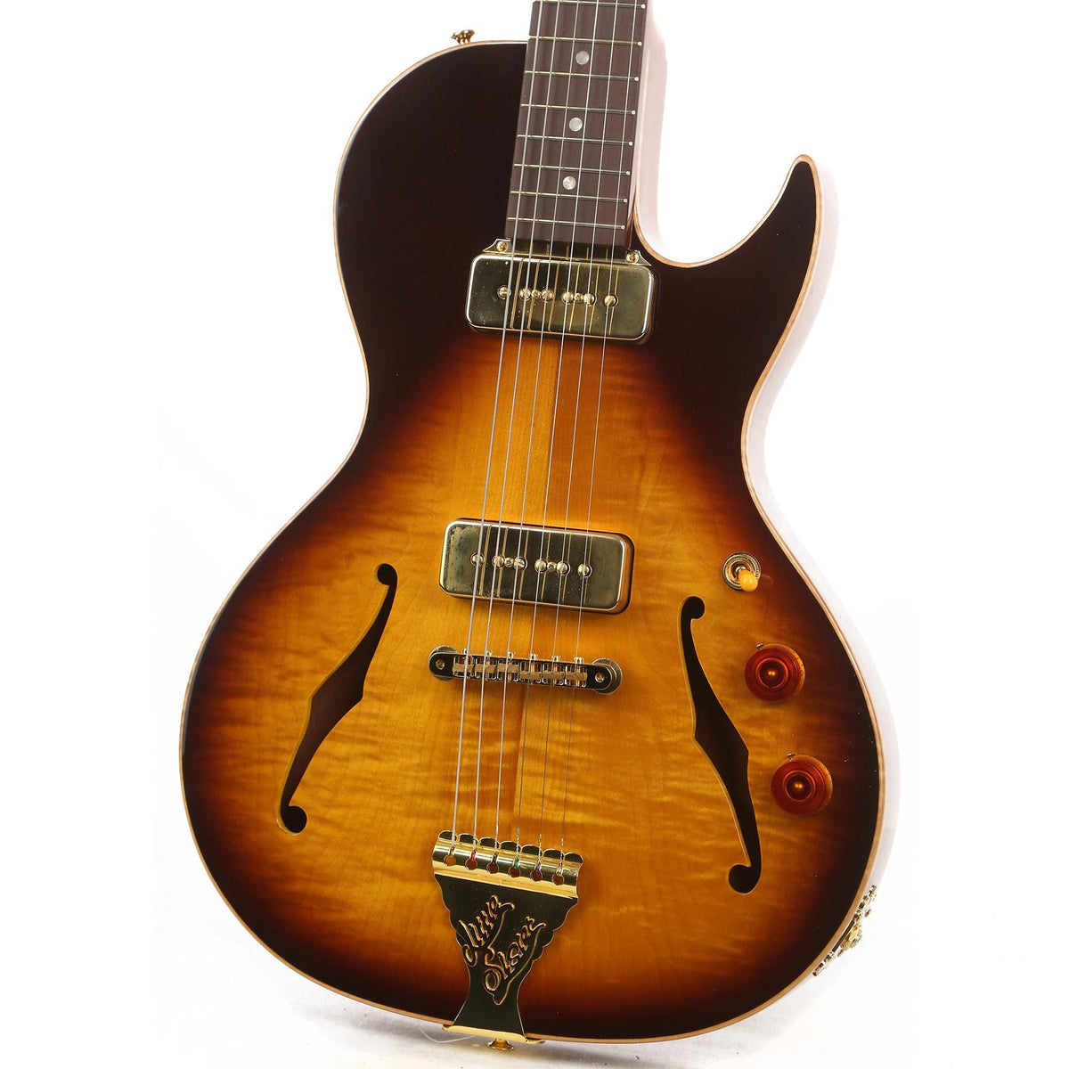 B&G Guitars Little Sister Crossroads Cutaway P-90 Tobacco Burst — 6