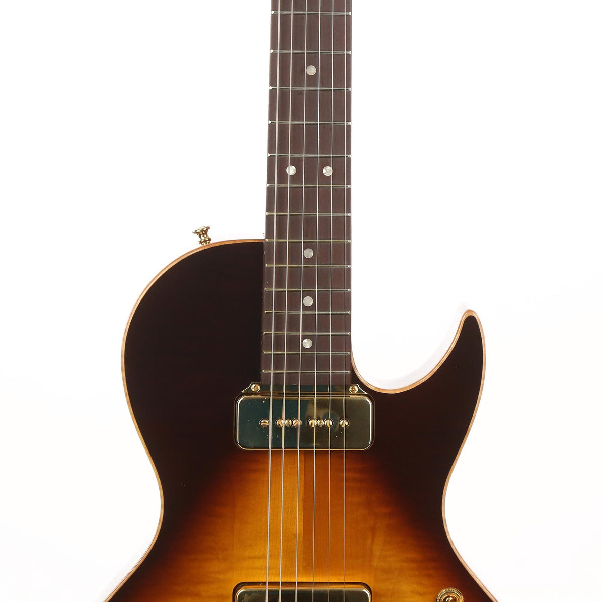 B&G Guitars Little Sister Crossroads Cutaway P-90 Tobacco Burst — 7