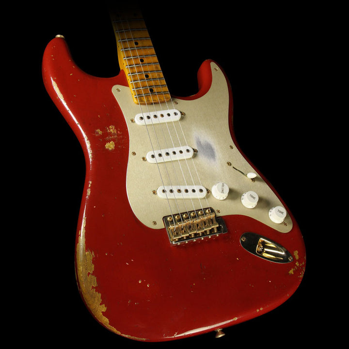 Used 2014 Fender Custom Shop Limited Golden 50s Heavy Relic 1954 Strat Guitar Cimarron Red