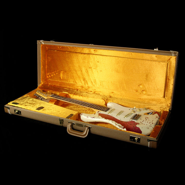 Used 2015 Fender Custom '60 Stratocaster Heavy Relic Electric Guitar Olympic White over Paisley