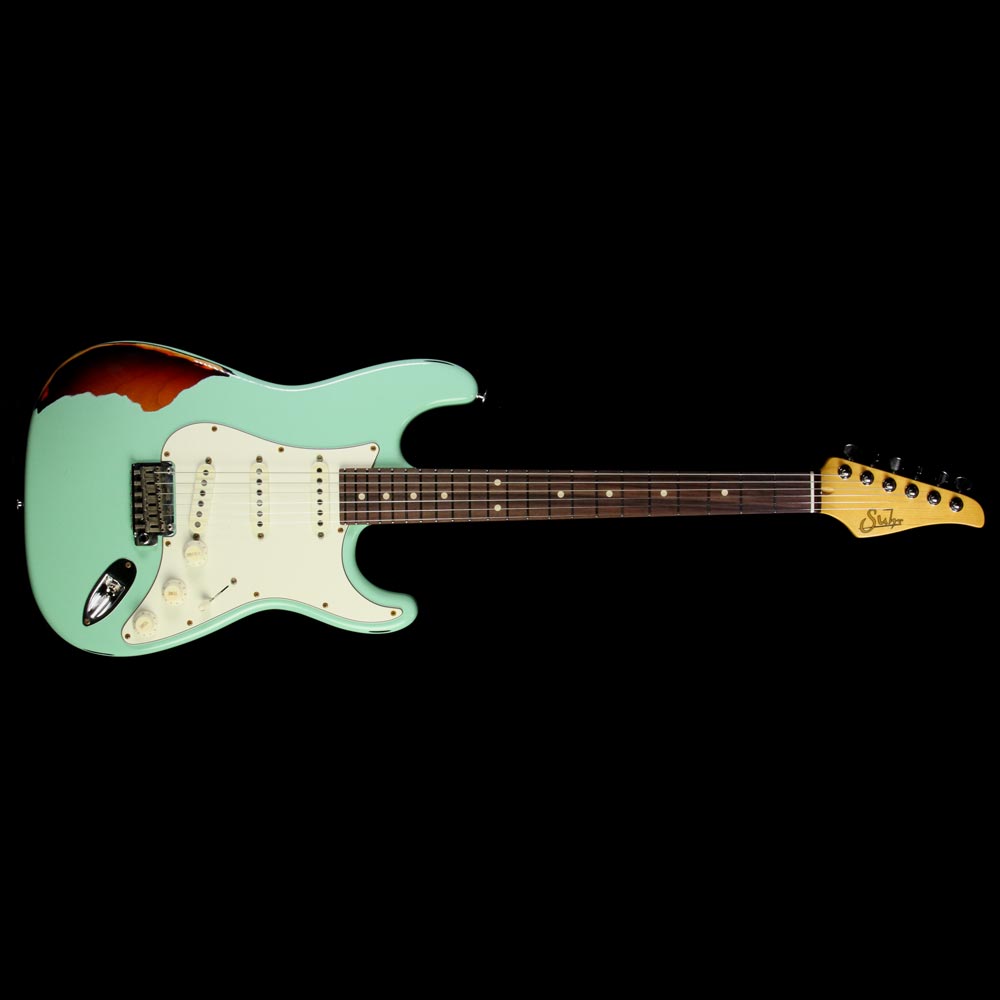 Suhr Classic Antique Pro Limited Electric Guitar Surf Green/3-Tone Sunburst — 2