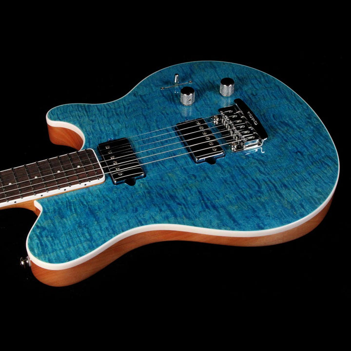 Ernie Ball Music Man BFR Axis Super Sport Tremolo Electric Guitar Aqua Blue Quilt Top