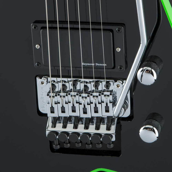 Jackson X Series Rhoads RRX24 Black with Neon Green Bevels