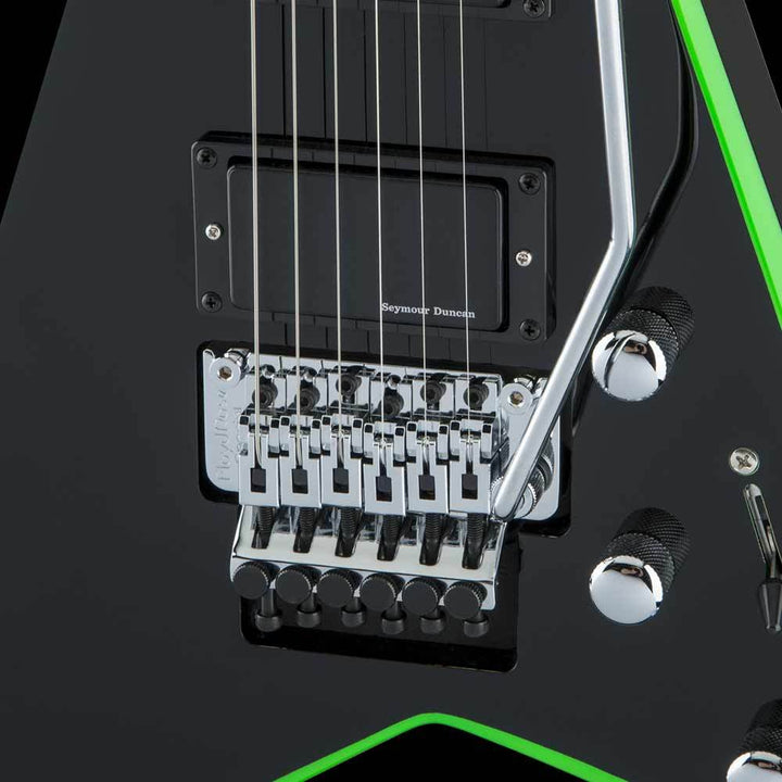 Jackson X Series Rhoads RRX24 Black with Neon Green Bevels