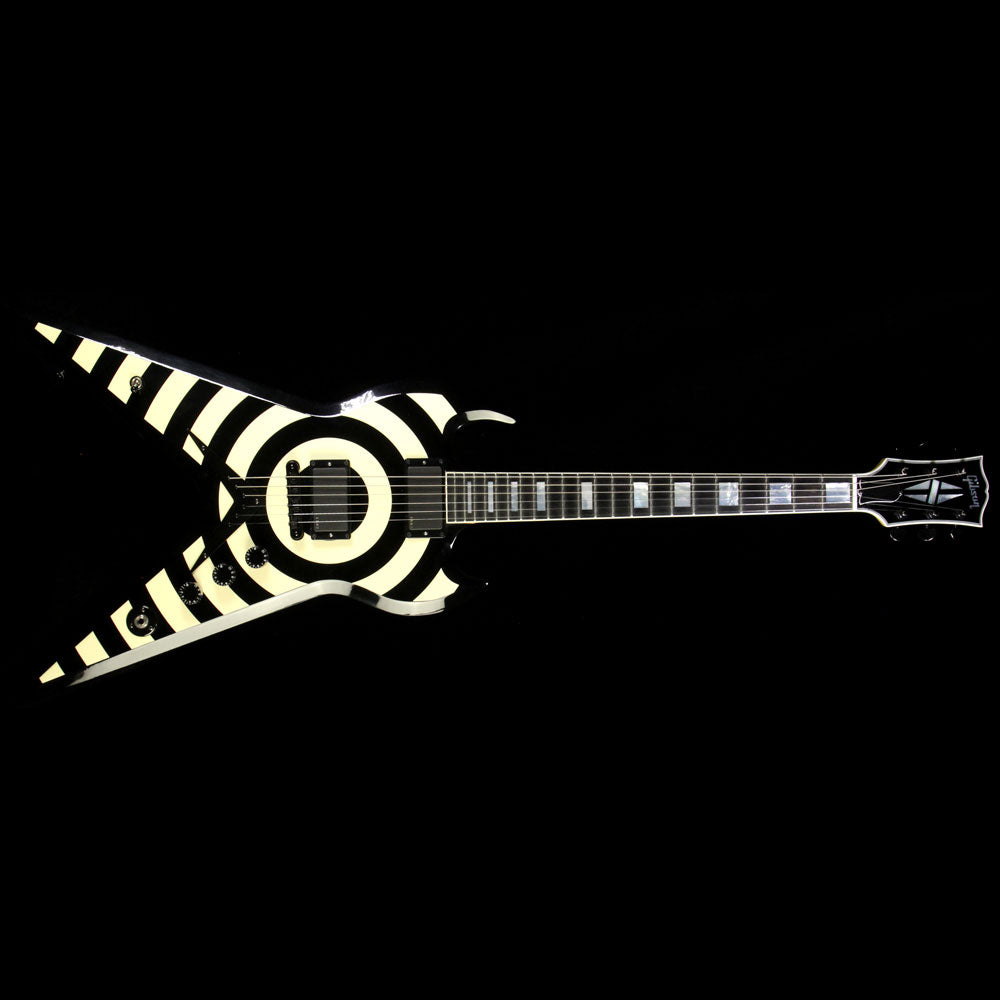 Used 2008 Gibson Custom Limited Zakk Wylde ZV Electric Guitar Black/White Bullseye & Autographed — 2