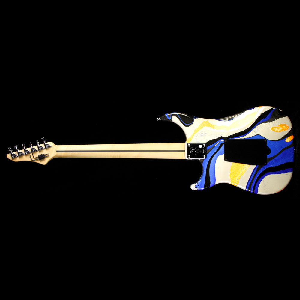 Vigier Excalibur Original HSS Electric Guitar Rock Art Blue/White/Orange Swirl — 3