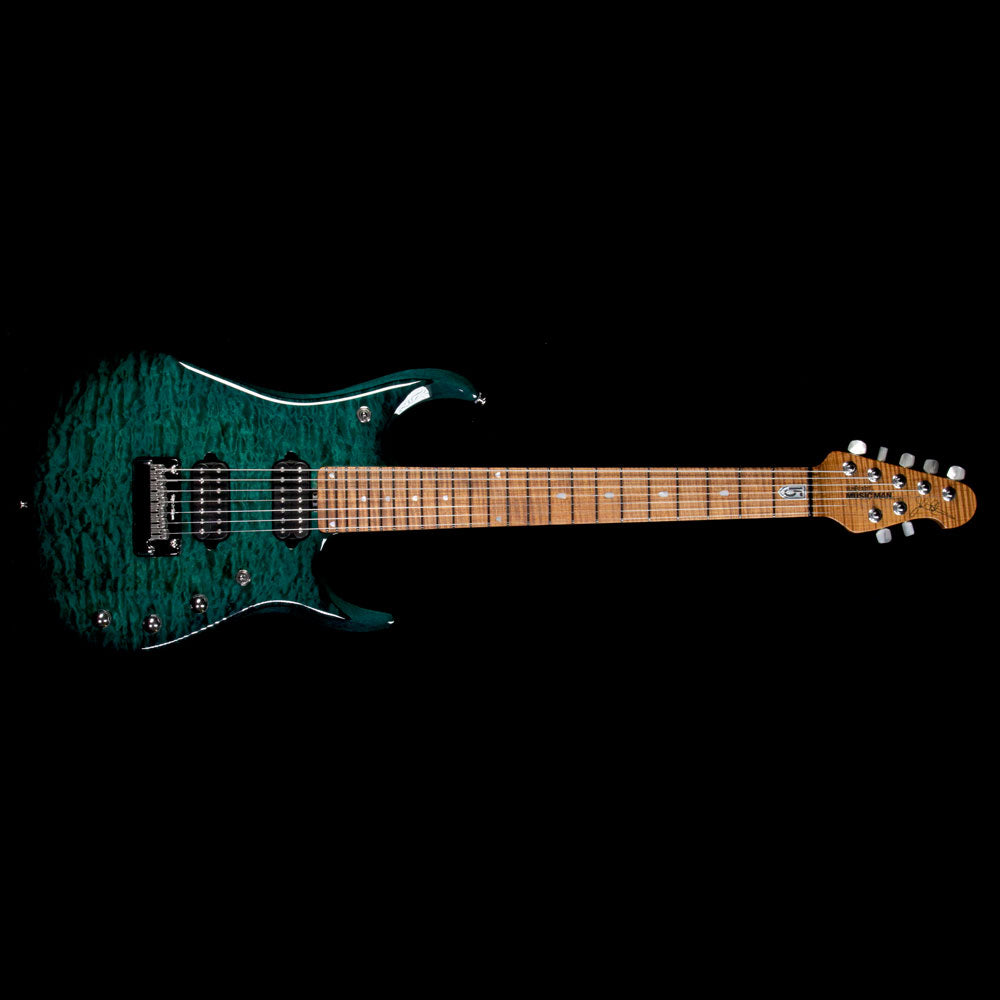Ernie Ball Music Man JP15 John Petrucci 7-String Electric Guitar Quilt Top Teal — 2