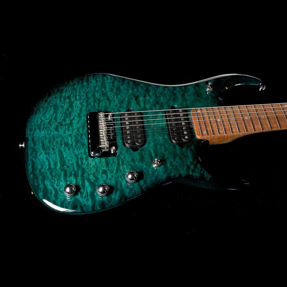 Ernie Ball Music Man JP15 John Petrucci 7-String Electric Guitar Quilt Top Teal — 5