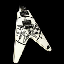 Used 2015 Dean Eric Peterson Old Skull V Electric Guitar Black White Skull Graphic