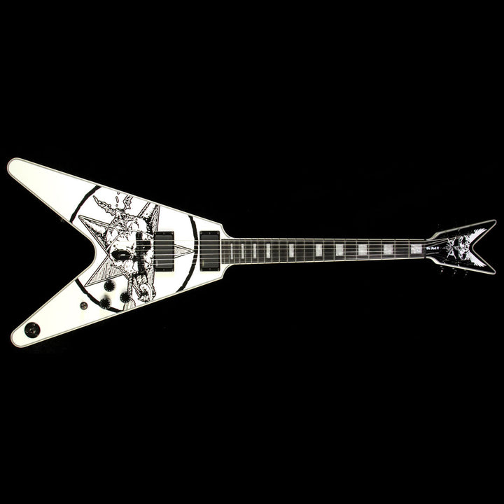 Used 2015 Dean Eric Peterson Old Skull V Electric Guitar Black White Skull Graphic