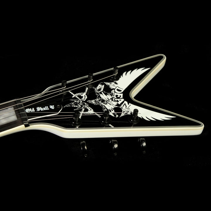 Used 2015 Dean Eric Peterson Old Skull V Electric Guitar Black White Skull Graphic