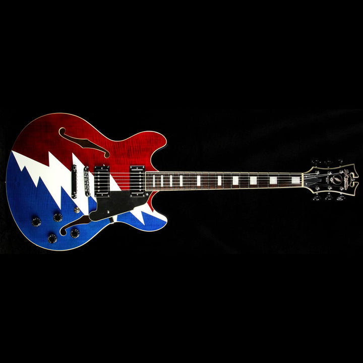 Used D'Angelico Premier Series Grateful Dead DC Electric Guitar Red and Blue Lightning Bolt