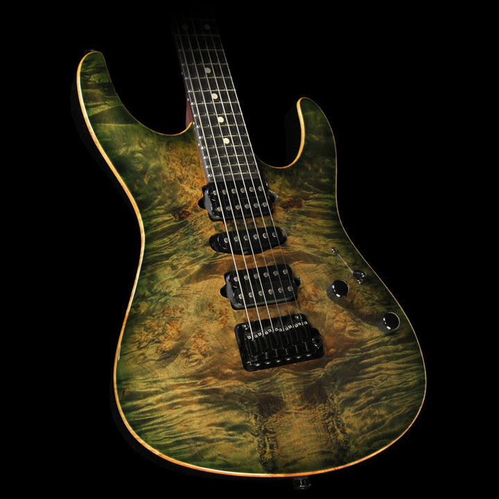 Used 2014 Suhr Modern Basswood/Burl Maple Electric Guitar Faded Transparent Green Burst