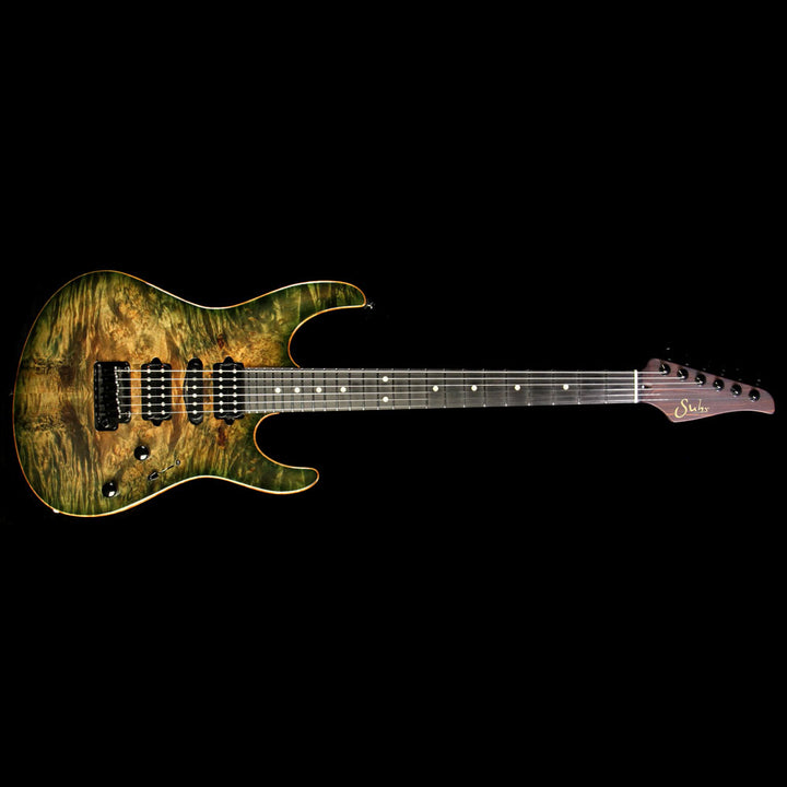 Used 2014 Suhr Modern Basswood/Burl Maple Electric Guitar Faded Transparent Green Burst