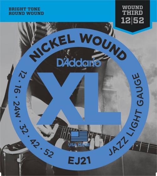 D'Addario Nickel Wound Electric Strings (Jazz Light 12-52)