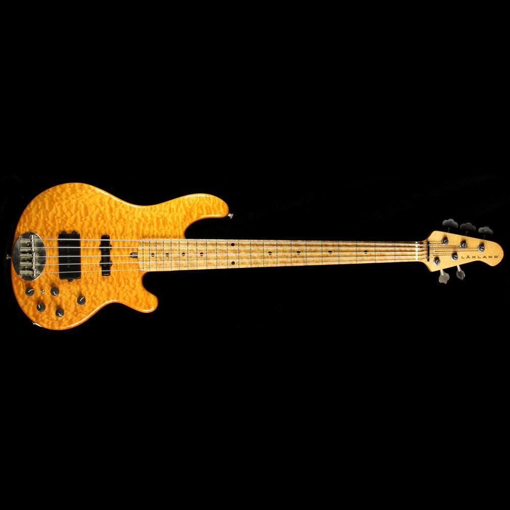 Used Lakland 55-94 5-String Electric Bass Guitar Amber — 2
