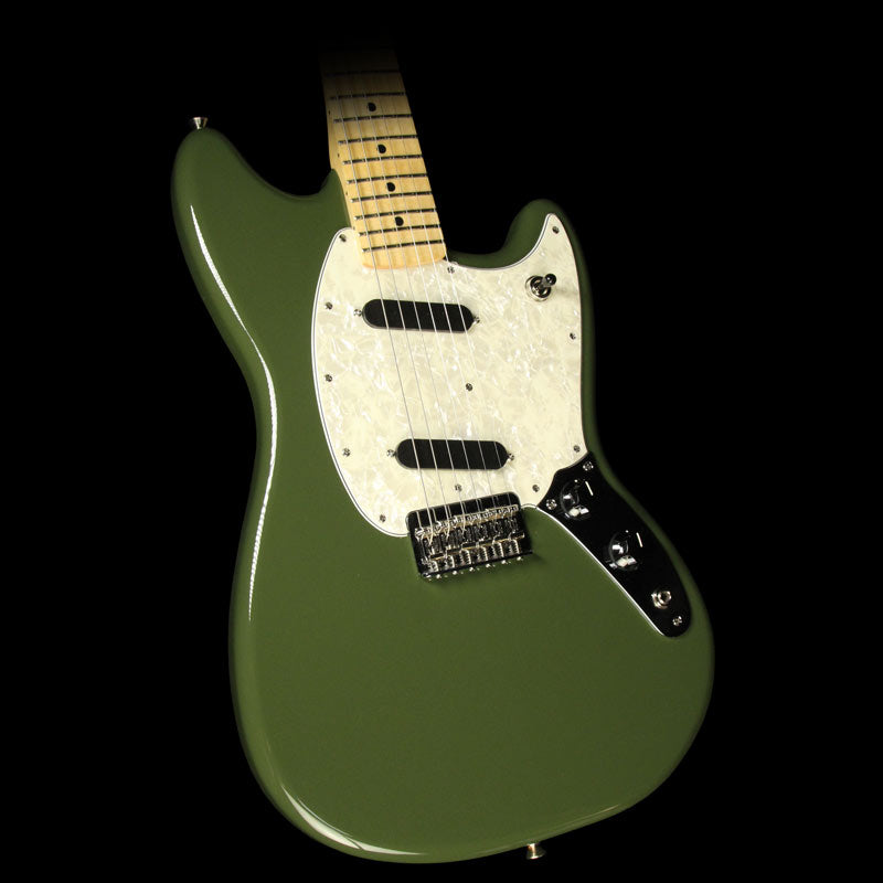 Fender Mexico Mustang Olive ムスタング Used 2016 Fender Mustang Electric Guitar Olive | The Music Zoo