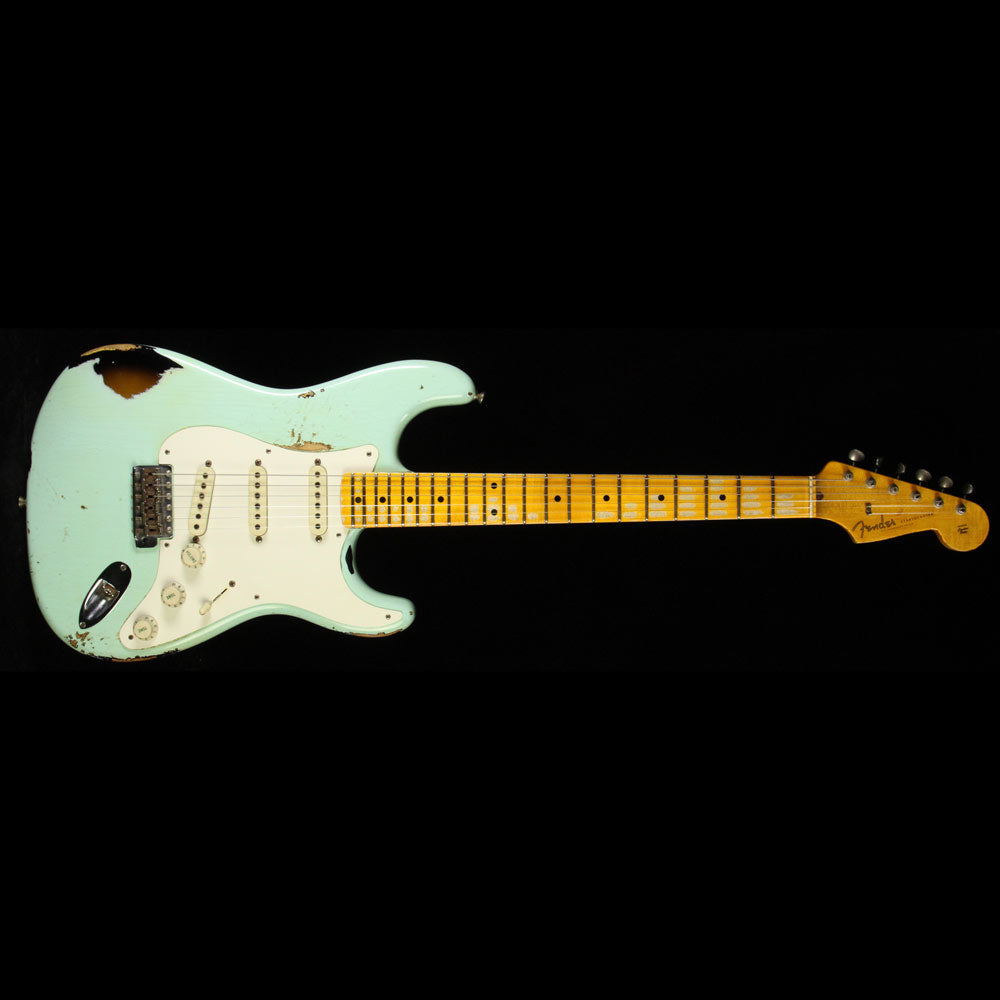 Used 2015 Fender Custom Shop 1957 Stratocaster Heavy Relic Electric Guitar Surf Green over Sunburst — 2