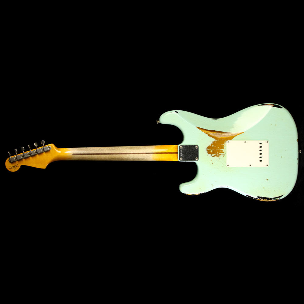Used 2015 Fender Custom Shop 1957 Stratocaster Heavy Relic Electric Guitar Surf Green over Sunburst — 3