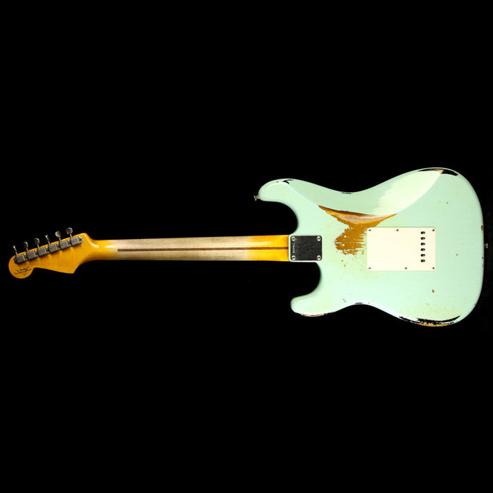 Used 2015 Fender Custom Shop 1957 Stratocaster Heavy Relic Electric Guitar Surf Green over Sunburst