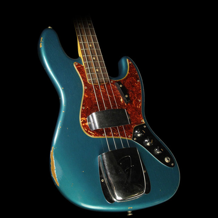 Fender Custom Shop '62 Jazz Bass Relic Electric Bass Faded Turquoise Metallic