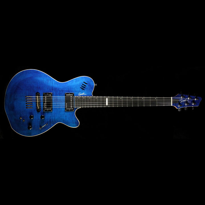 Used 2015 Godin LGX-SA AA Flame Top Electric Guitar Transparent Blue