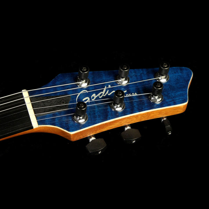 Used 2015 Godin LGX-SA AA Flame Top Electric Guitar Transparent Blue