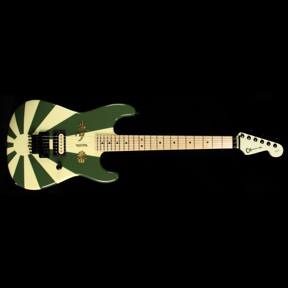 Used 2010 Charvel Custom Shop San Dimas Electric Guitar Rising Sun Green with Gold Leaf Letters — 2