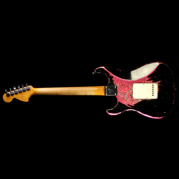 Used 2016 Fender Custom Shop Masterbuilt Jason Smith Roasted Ash 1969 Stratocaster Relic Electric Guitar Black Over Pink Paisley