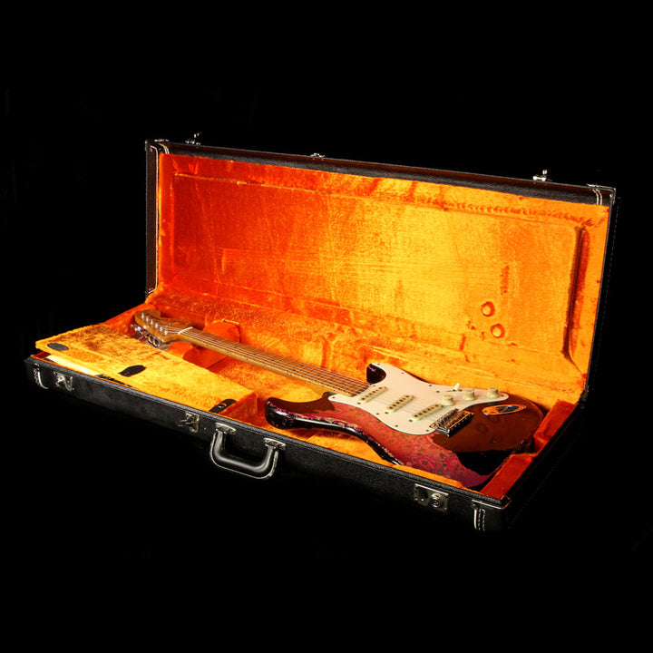 Used 2016 Fender Custom Shop Masterbuilt Jason Smith Roasted Ash 1969 Stratocaster Relic Electric Guitar Black Over Pink Paisley