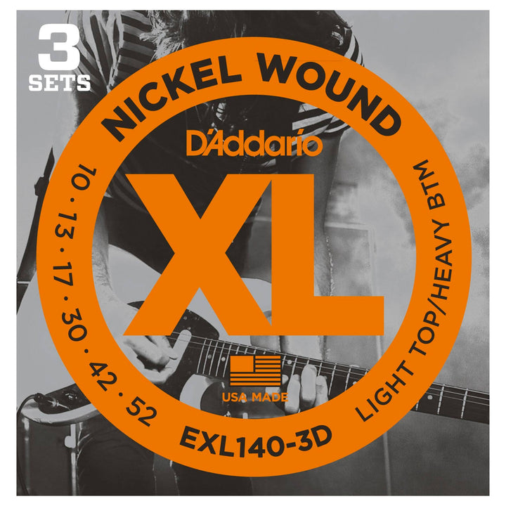 D'Addario Nickel Wound Electric Strings 3-Pack (Light Top/Heavy Bottom 10-52)