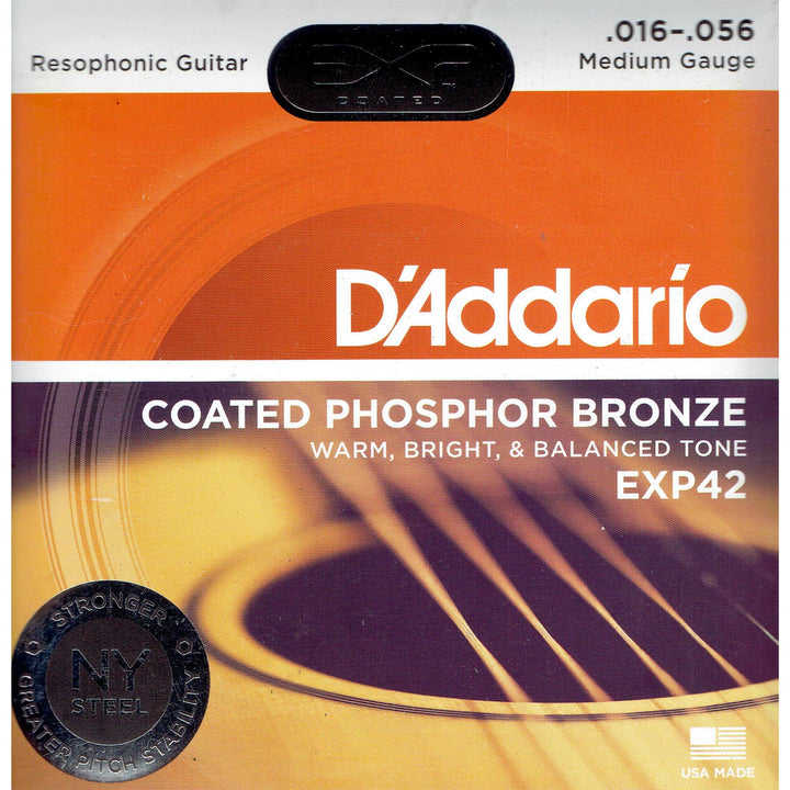 D'Addario EXP Phosphor Resophonic Acoustic Strings Bluegrass 16-56