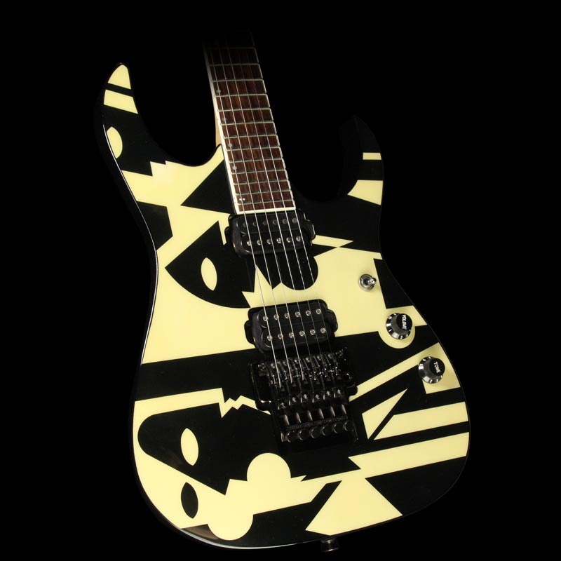 Used 1997 Ibanez John Petrucci JPM100 P3 Electric Guitar Black and White Picasso — 1
