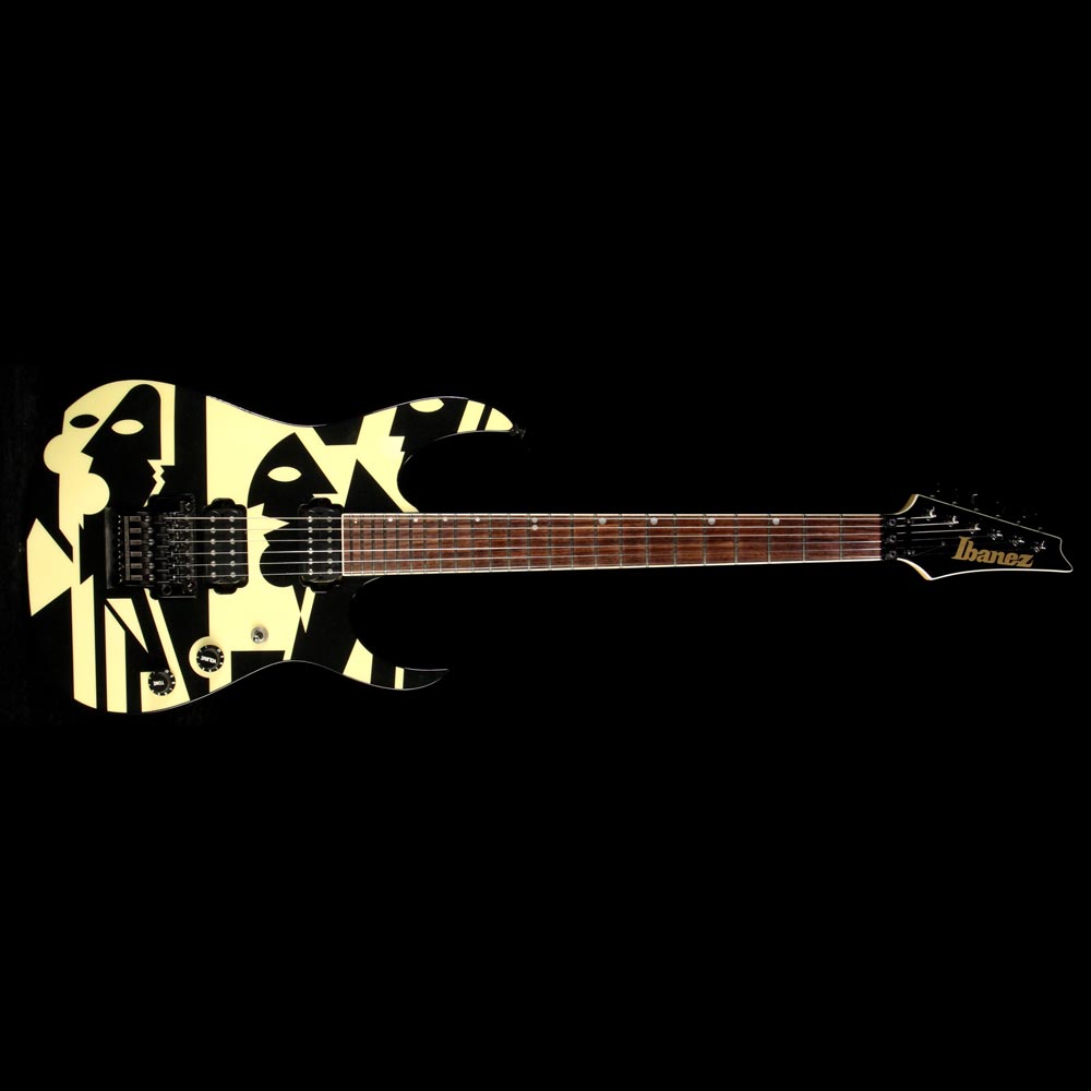 Used 1997 Ibanez John Petrucci JPM100 P3 Electric Guitar Black and White Picasso — 2