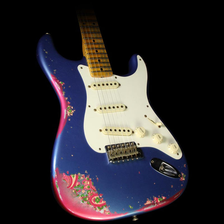 Used 2016 Fender Custom Shop NAMM Display 1957 Stratocaster Heavy Relic Electric Guitar Lake Placid Blue over Pink Paisley