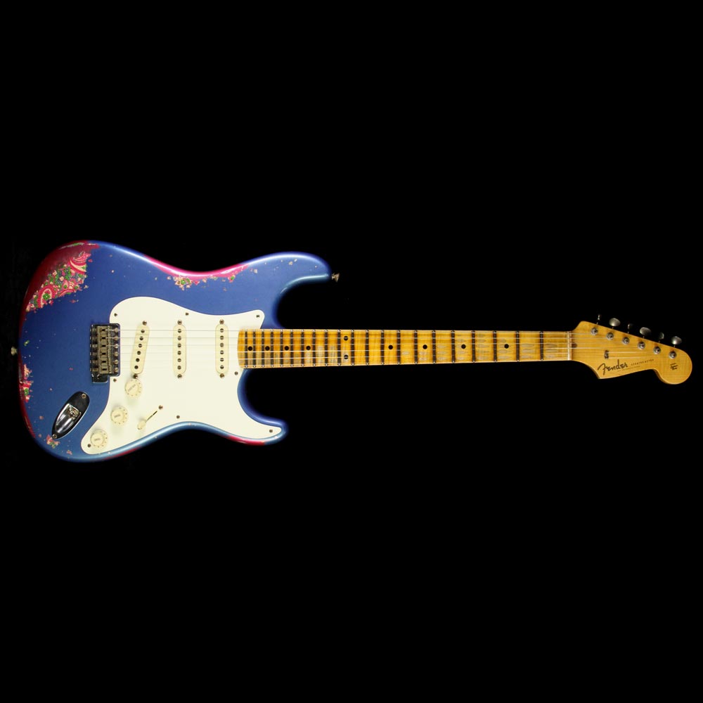 Used 2016 Fender Custom Shop NAMM Display 1957 Stratocaster Heavy Relic Electric Guitar Lake Placid Blue over Pink Paisley — 2