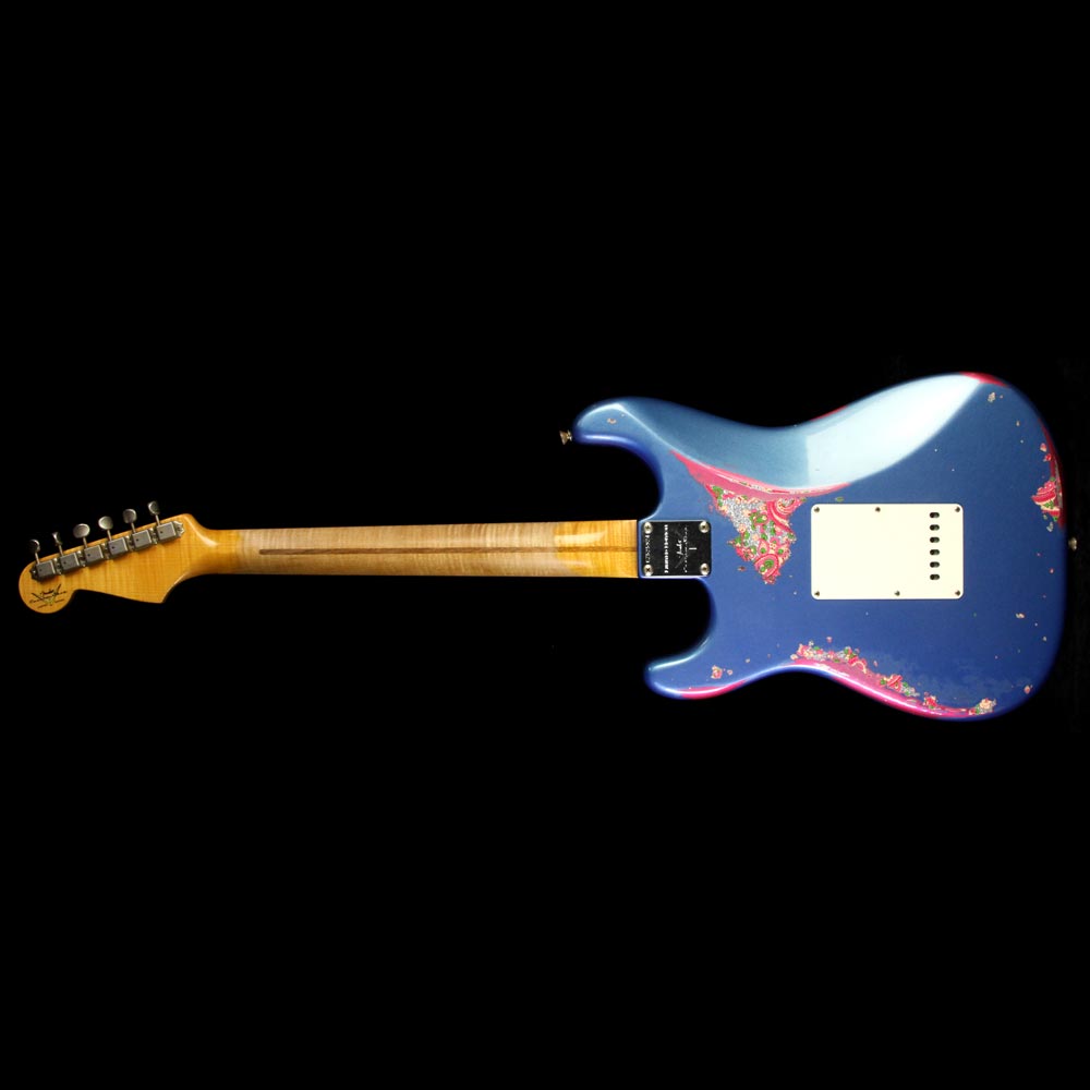 Used 2016 Fender Custom Shop NAMM Display 1957 Stratocaster Heavy Relic Electric Guitar Lake Placid Blue over Pink Paisley — 3