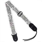 DiMarzio Steve Vai Guitar Strap Art Print White with Leather Ends
